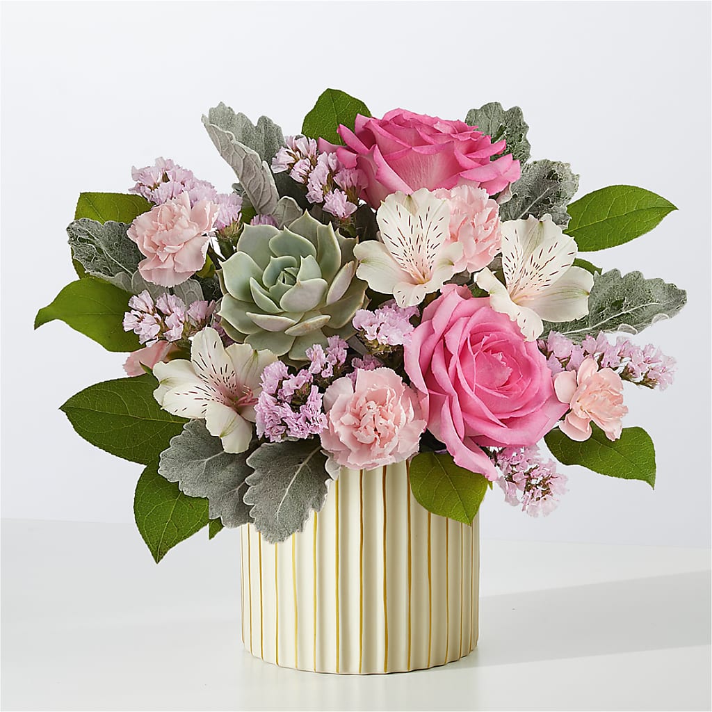 Dusty Rose Bouquet with Ivory Vase – United Market Street, Lubbock TX