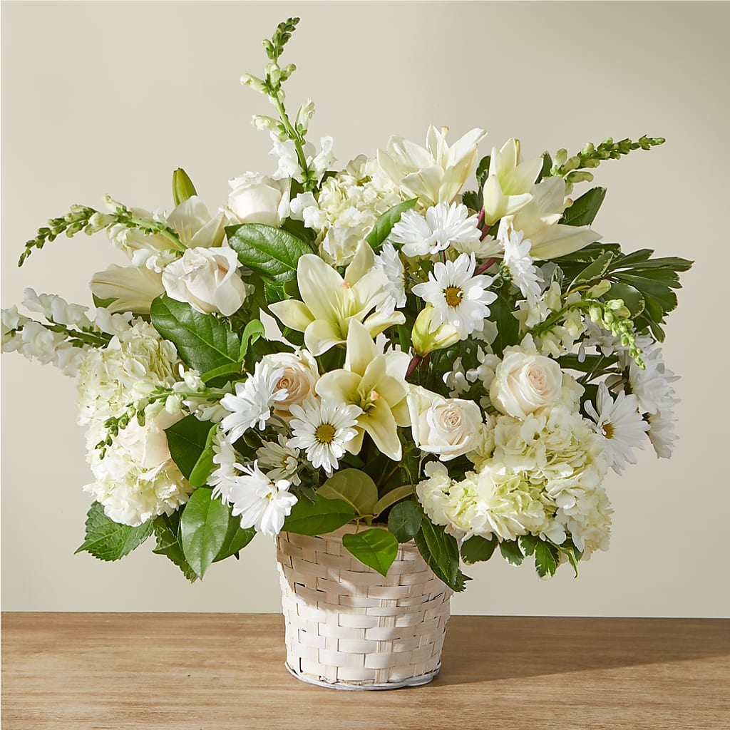Ivory Elegance Floral Basket – United Market Street, Lubbock TX