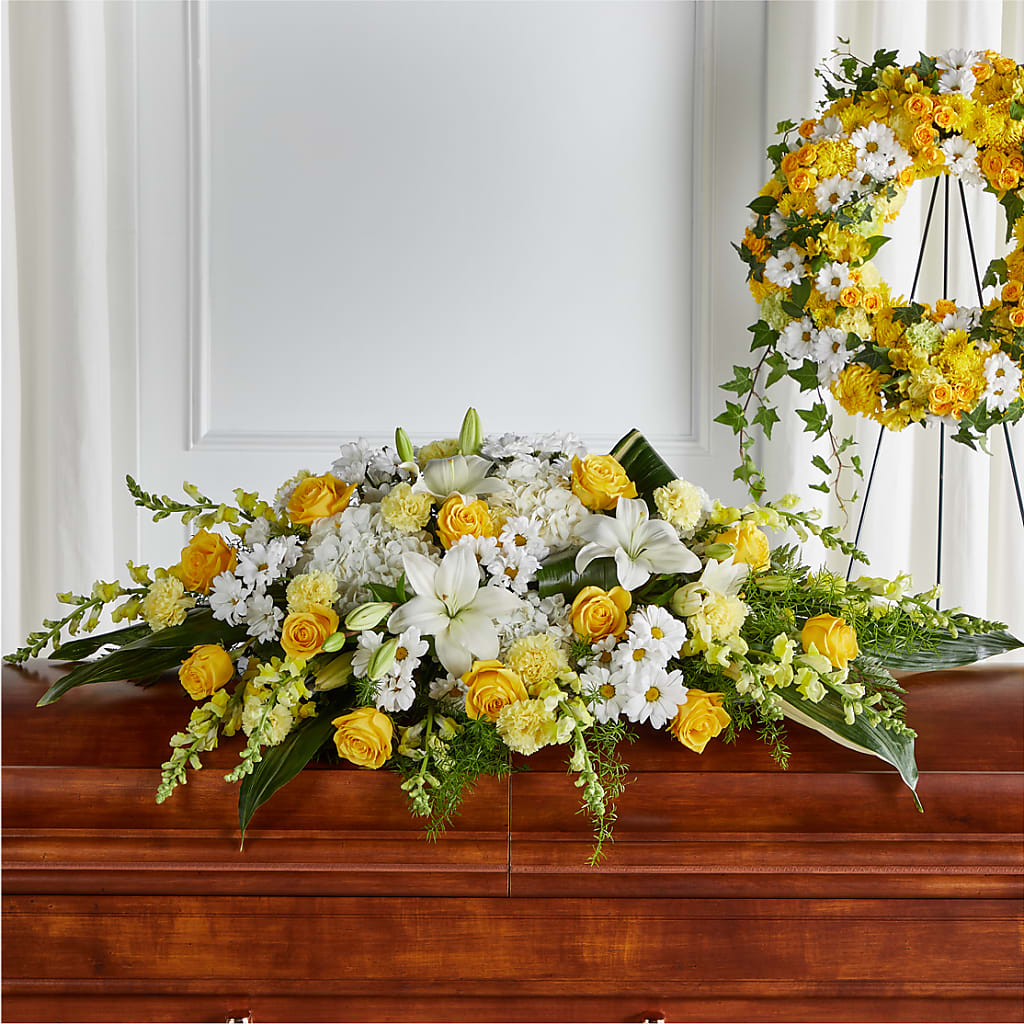 Golden Harmony Casket Spray – United Market Street, Lubbock TX