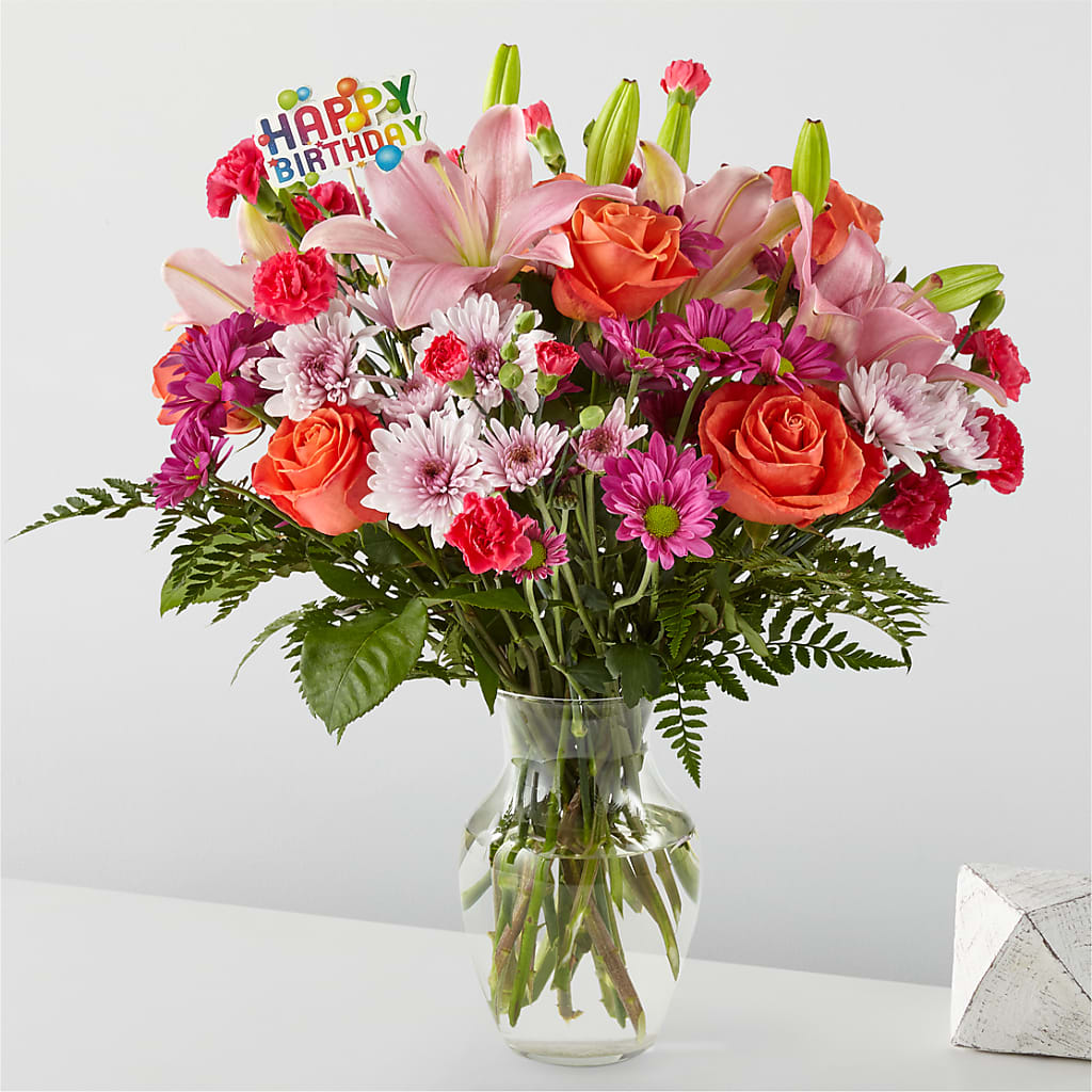 Light of My Life Bouquet & Happy Birthday Topper – United Market Street, Lubbock TX