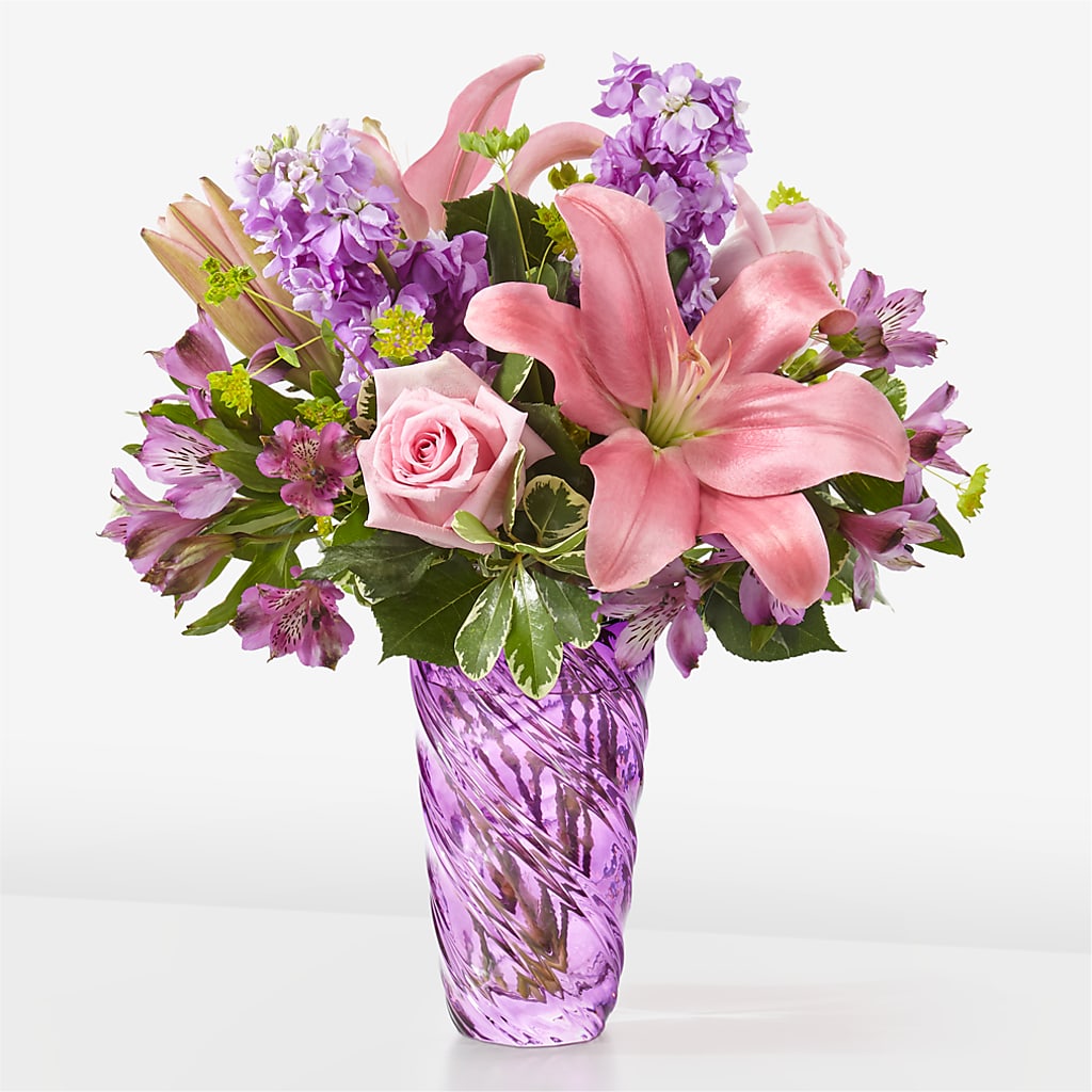 Precious Petals Bouquet with Luxe Swirl Vase – United Market Street, Lubbock TX