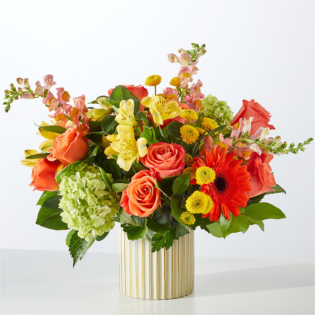 Autumn Sunshine Bouquet with Ivory Vase – United Market Street, Lubbock TX
