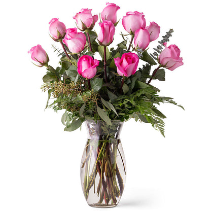 Unforgettable Dozen Rose Pink –  United Market Street, Lubbock TX